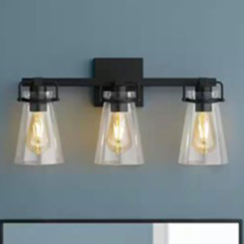 Home Decorators Collection Stonedale 20-inch, 3-light vanity lights in black. Boise 23: Primary Bath Fixtures & Finishes